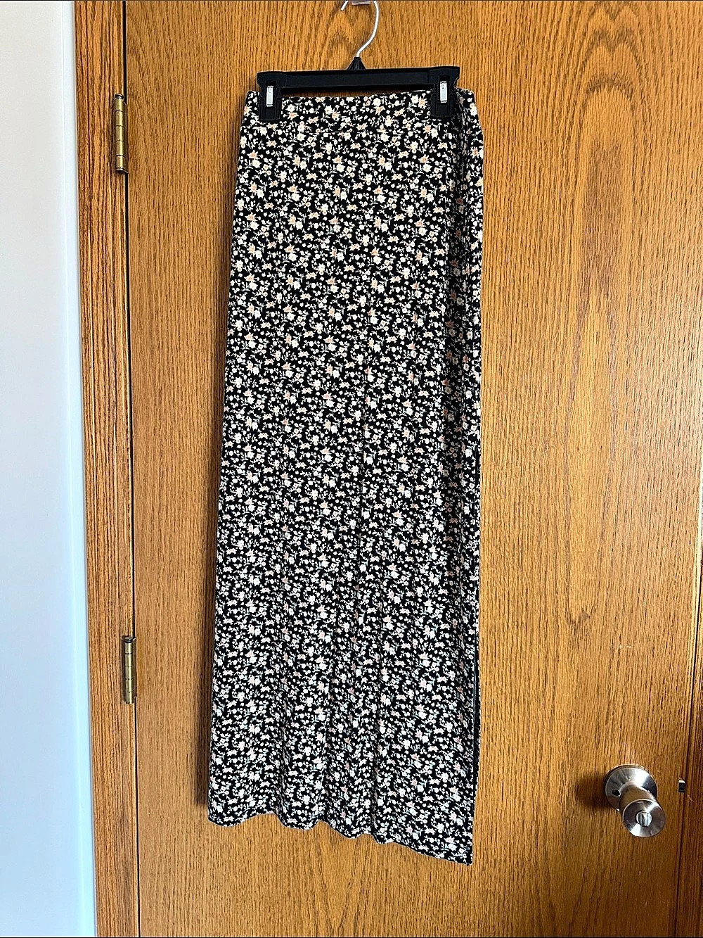 Floral Maxi Skirt in Black & Pink Like New